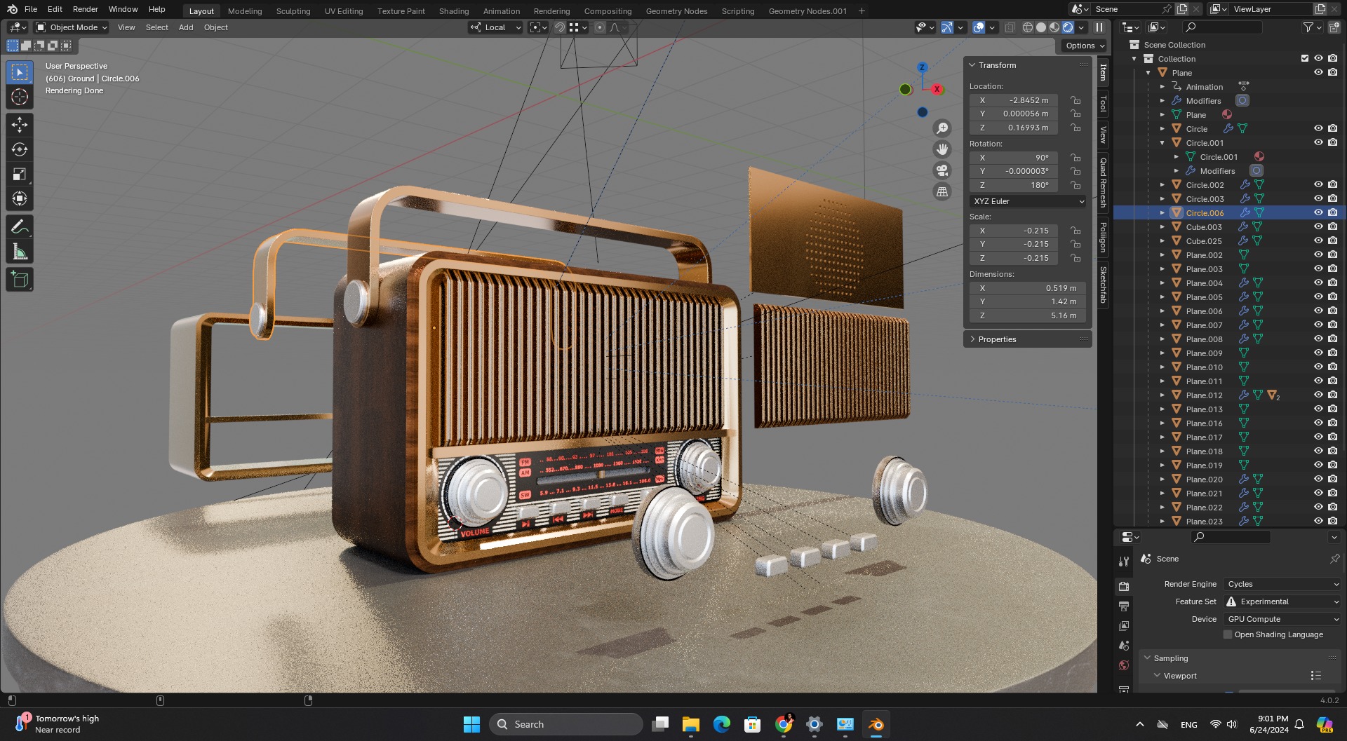 Wooden Home Bluetooth Am  - Fm SW Multiband Portable Radio 3D model_4
