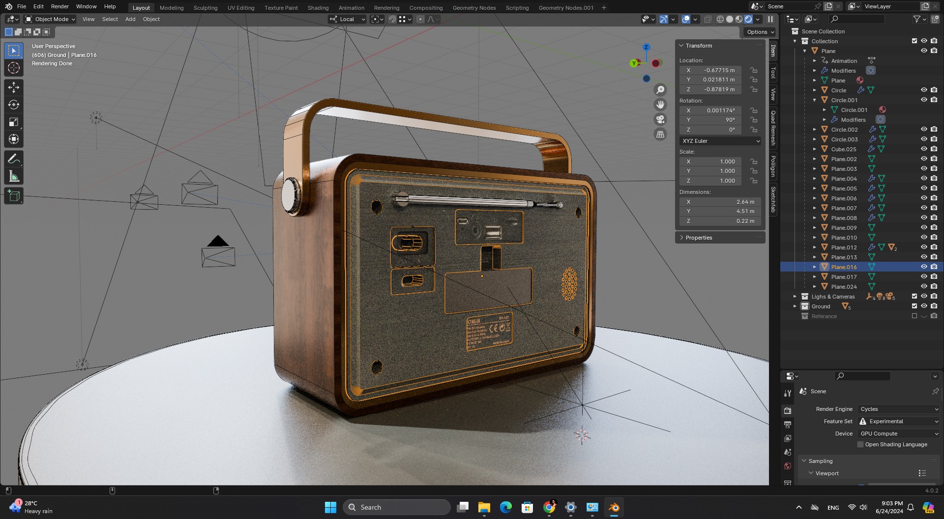 Wooden Home Bluetooth Am  - Fm SW Multiband Portable Radio 3D model_6