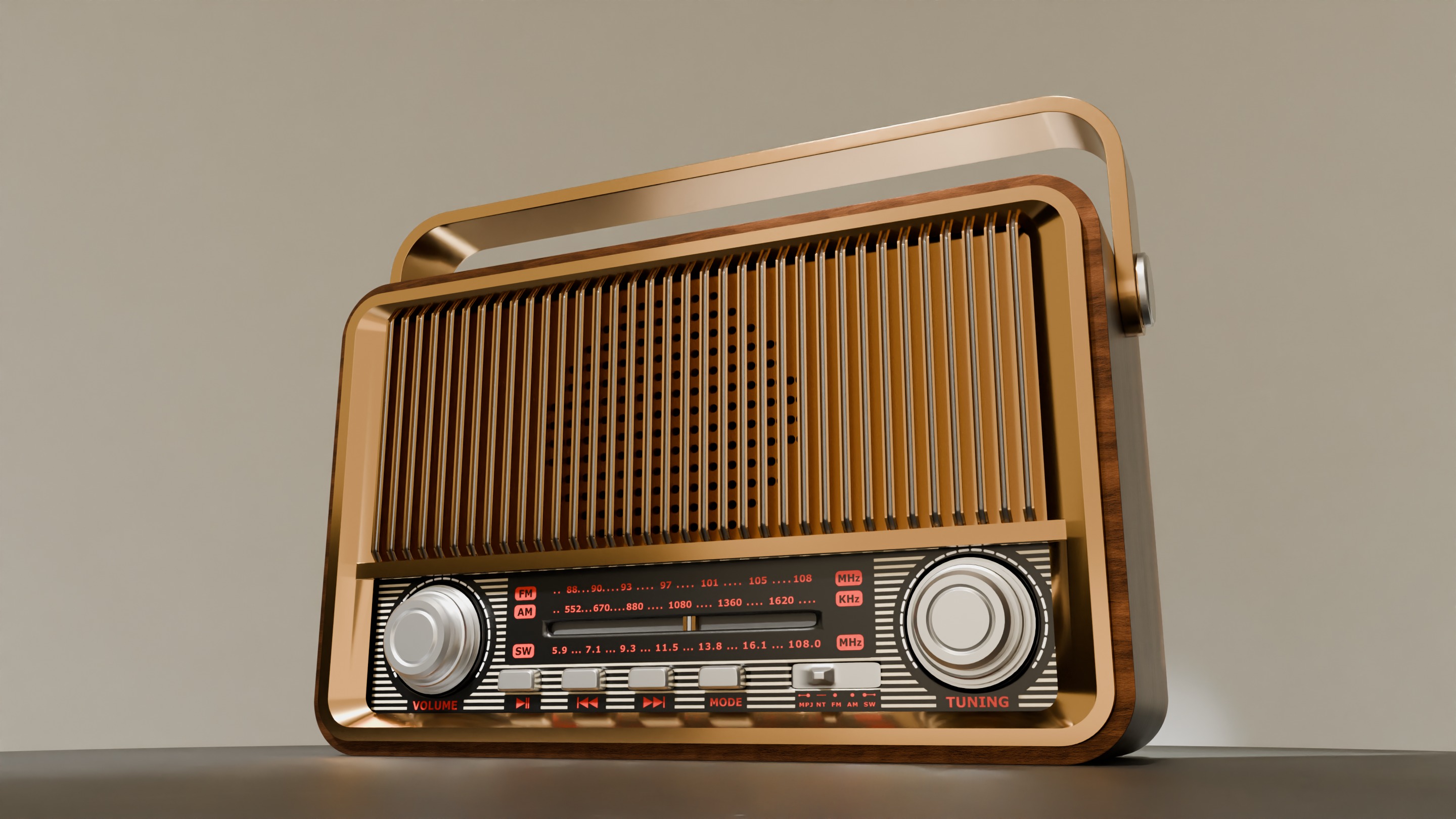 Wooden Home Bluetooth Am  - Fm SW Multiband Portable Radio 3D model_2