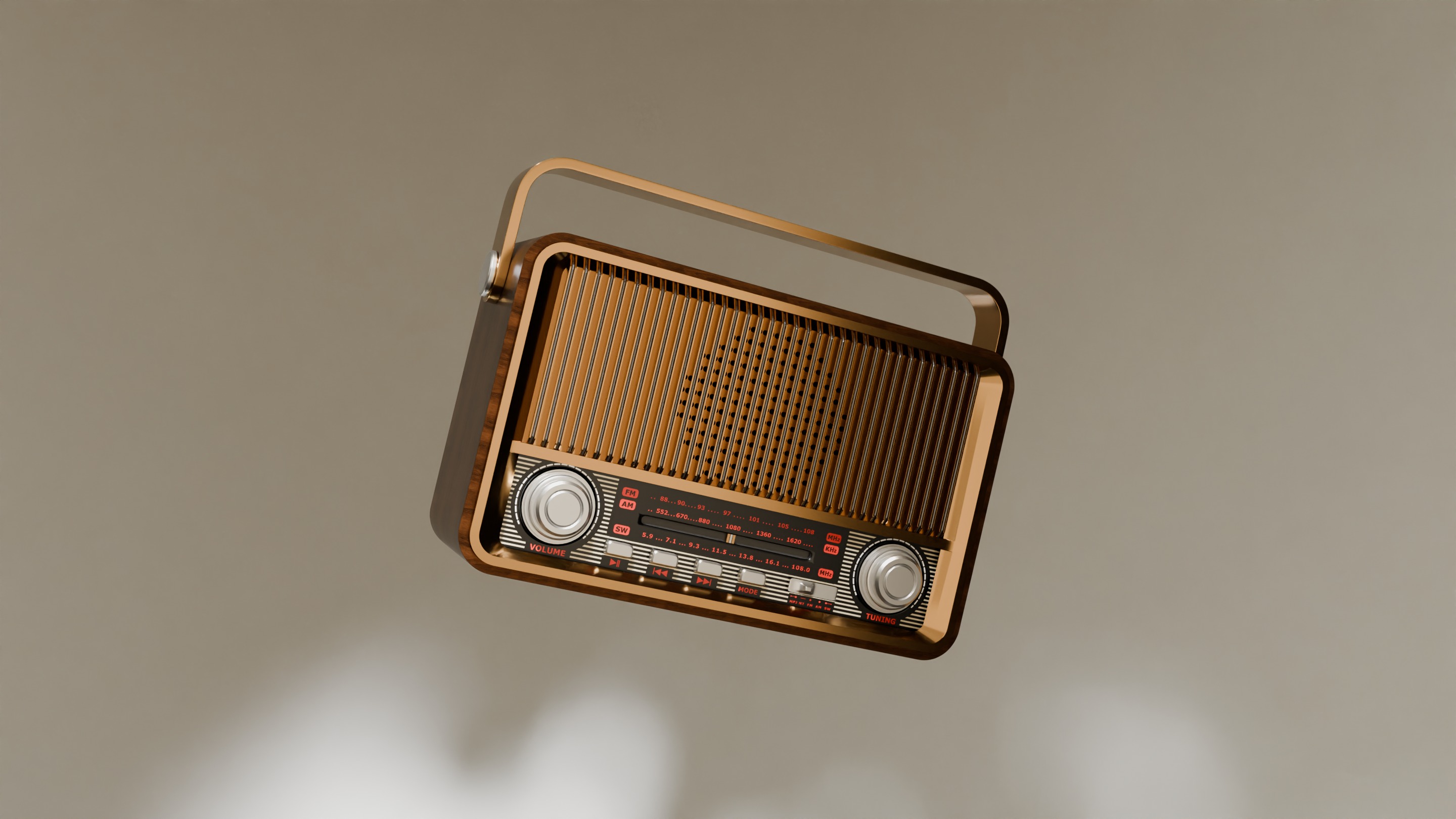 Wooden Home Bluetooth Am  - Fm SW Multiband Portable Radio 3D model_3