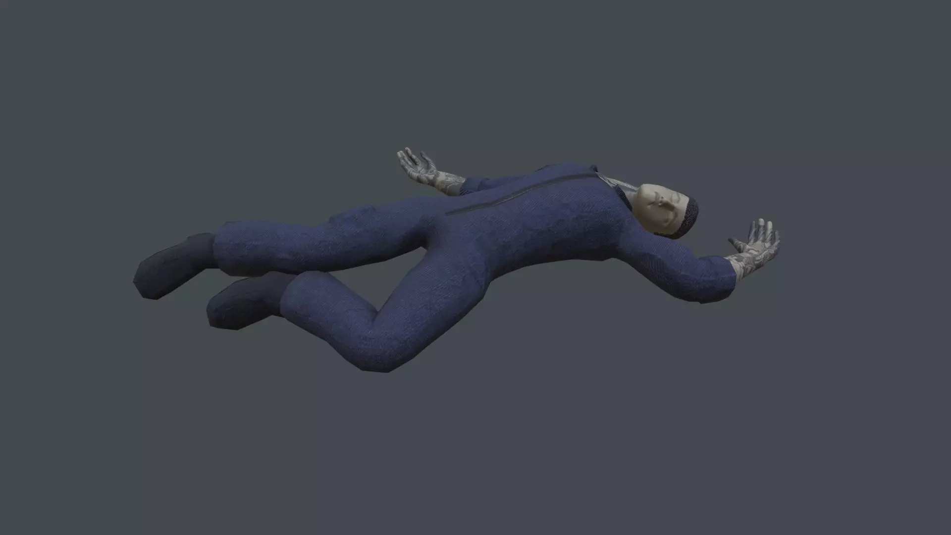 corpse man Low-poly 3D model_0