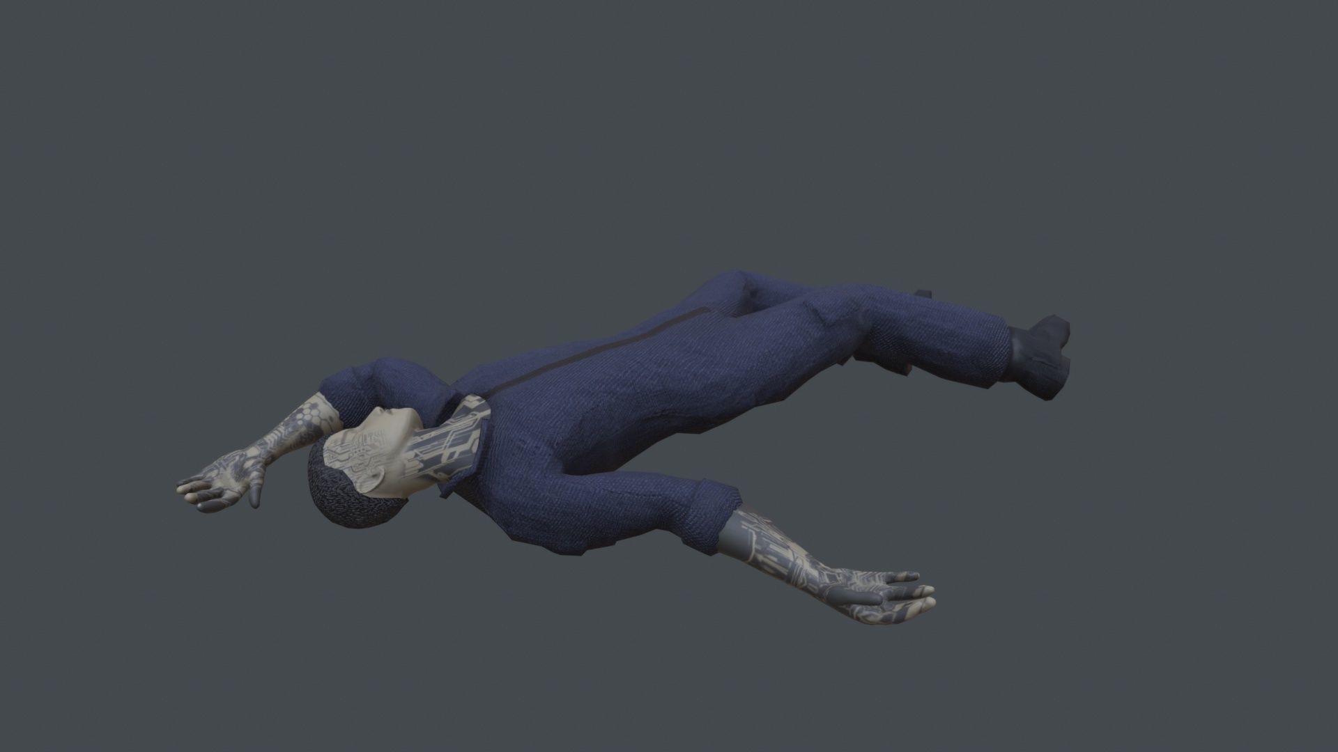 corpse man Low-poly 3D model_2