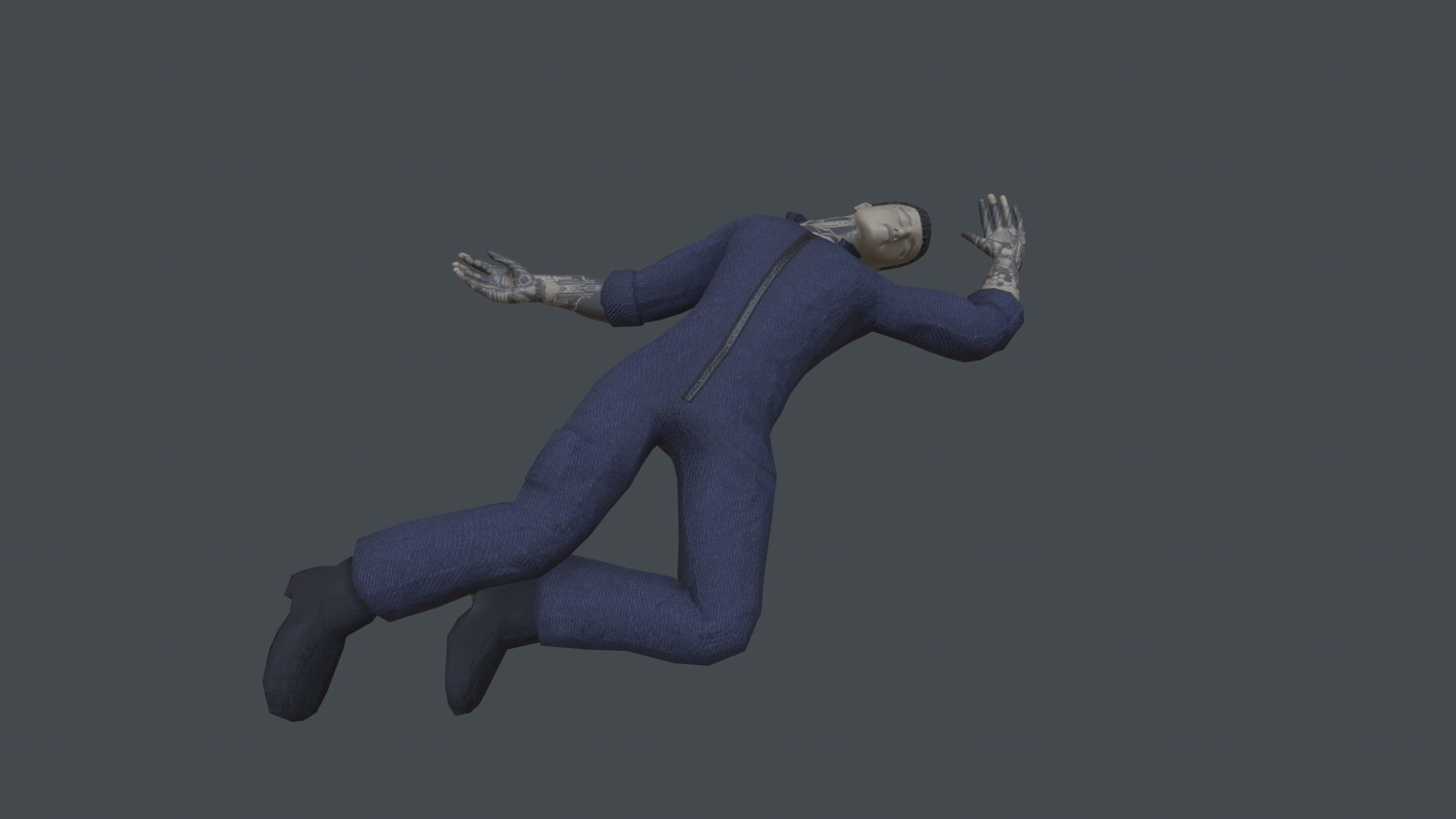 corpse man Low-poly 3D model_3