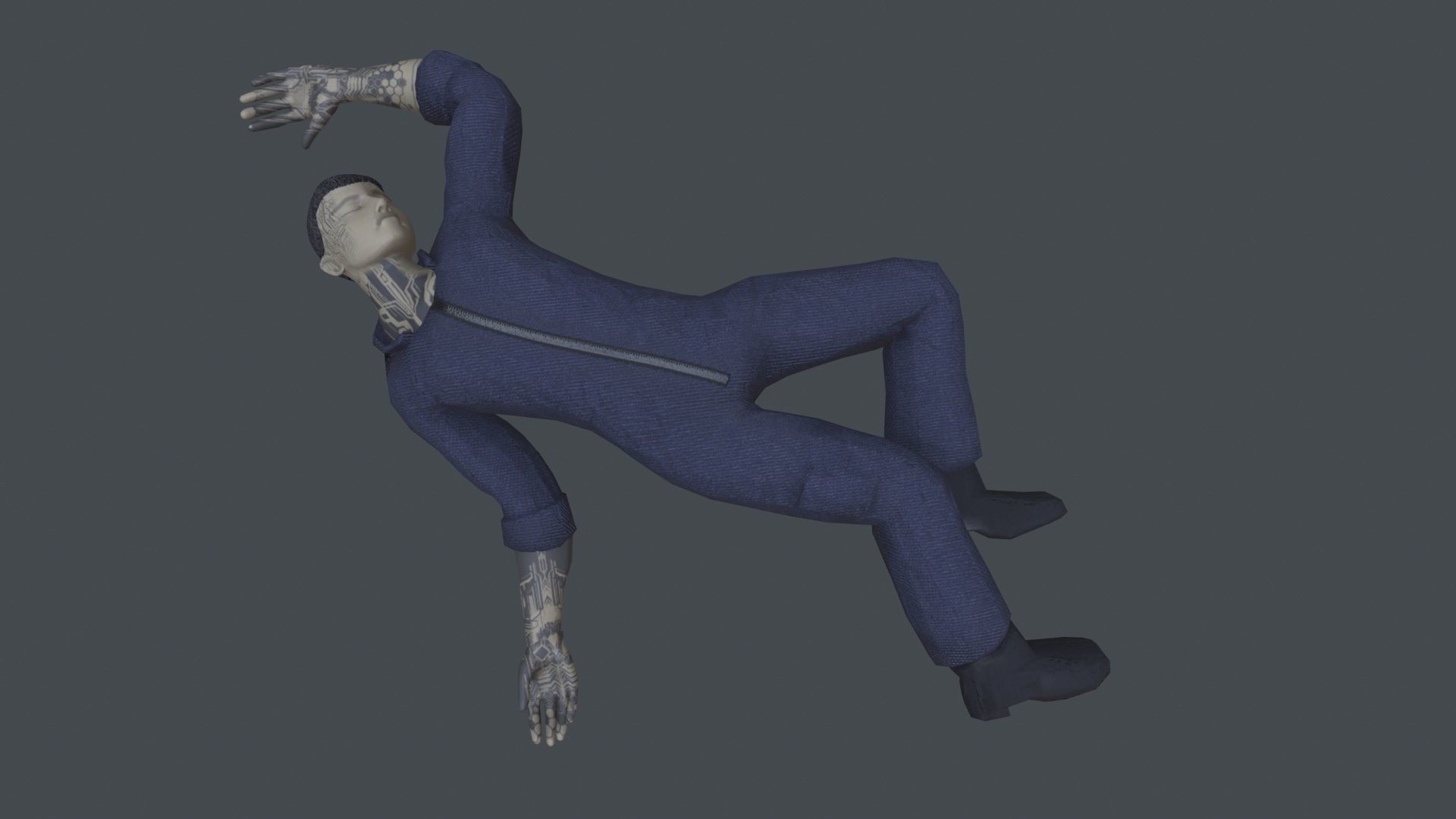 corpse man Low-poly 3D model_5