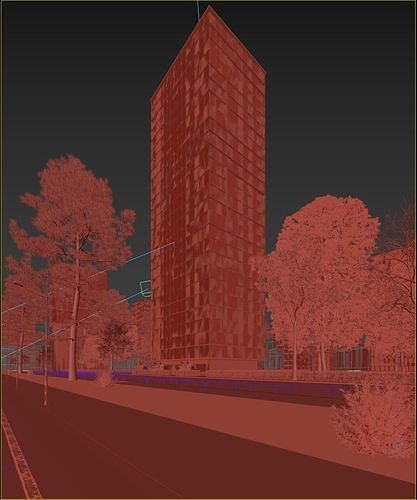 skyscraper building scene Low-poly 3D model 5