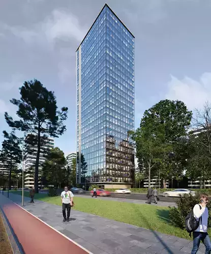 skyscraper building scene Low-poly 3D model