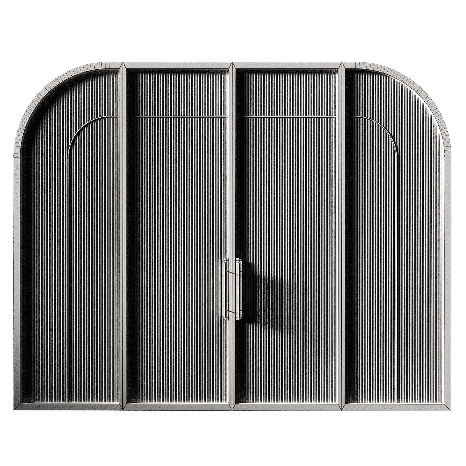 Arched door made of metal and glass 2 types of glass 3D model_4
