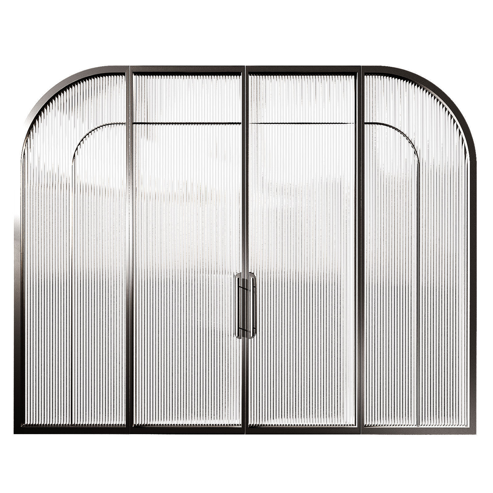 Arched door made of metal and glass 2 types of glass 3D model_3