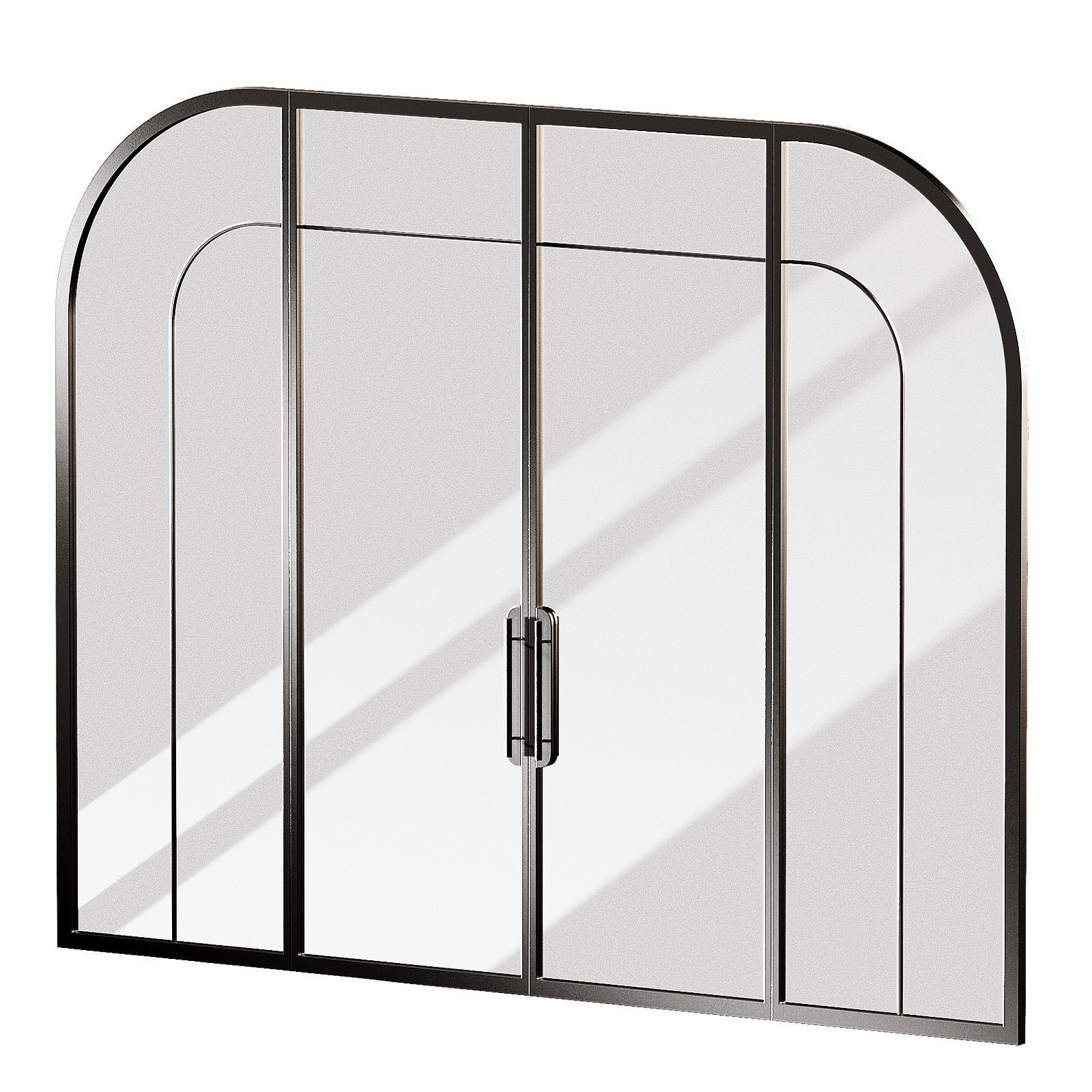 Arched door made of metal and glass 2 types of glass 3D model_1