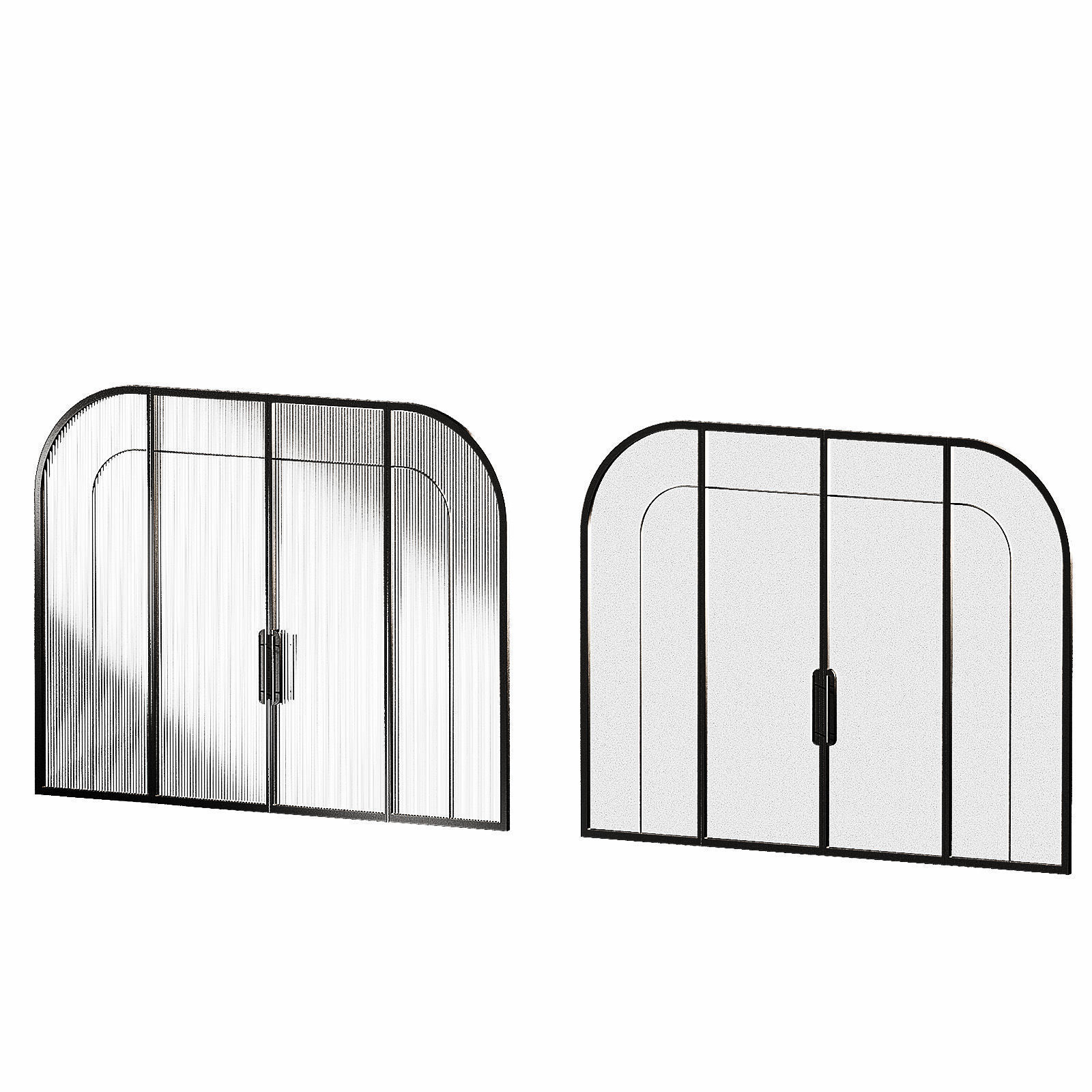 Arched door made of metal and glass 2 types of glass 3D model_5