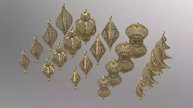 Kurdish jewelry gold services parts 3D print model