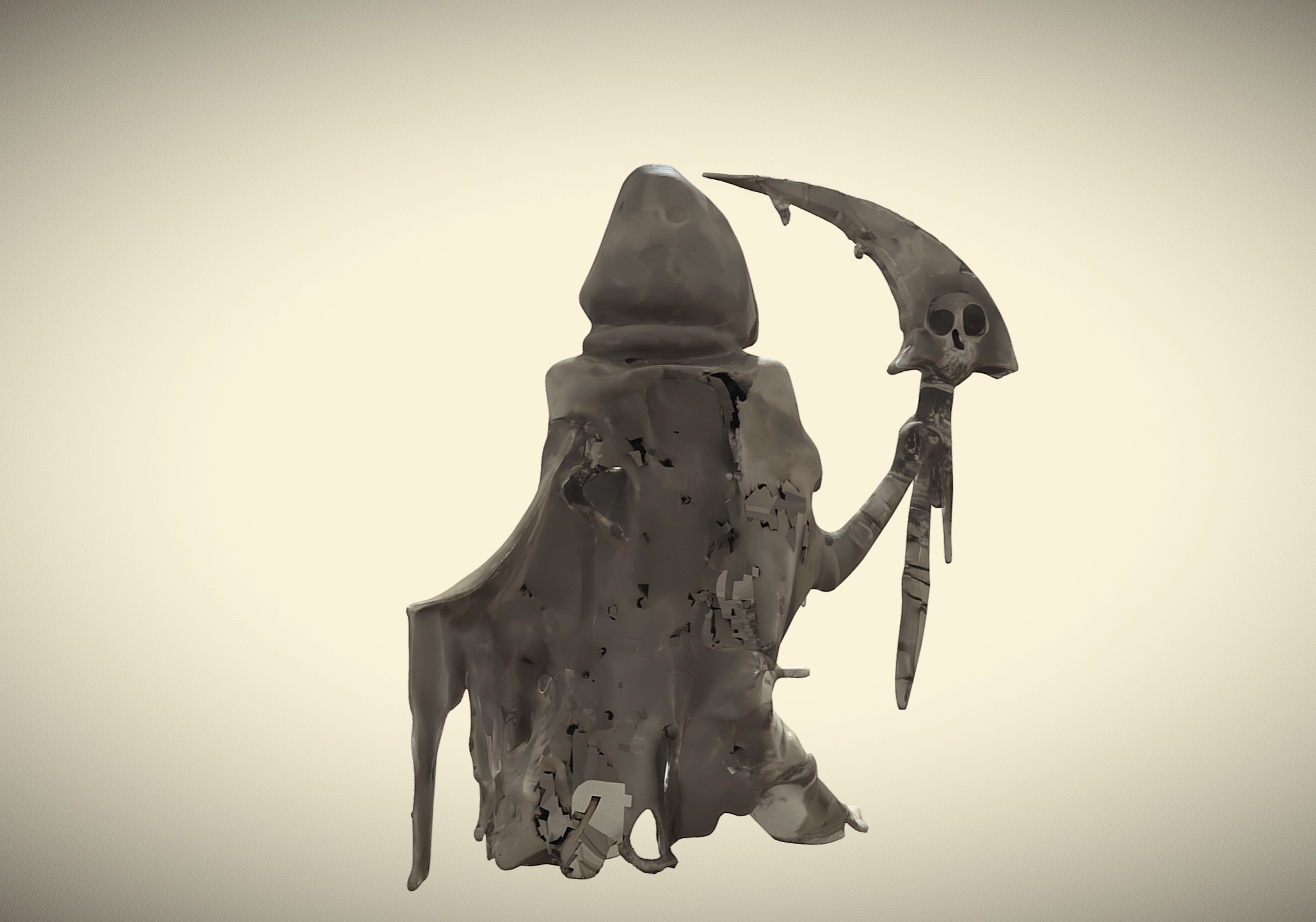 High Poly Female Grim Reaper Holding Scythe Halloween 3D model_3