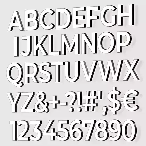 Backlit alphabet 3d volumetric glowing letters numbers symbols