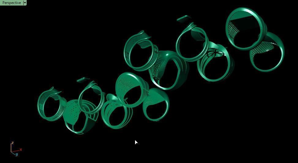 Six new fusion gold ring with polysurfaces 3D print model_5