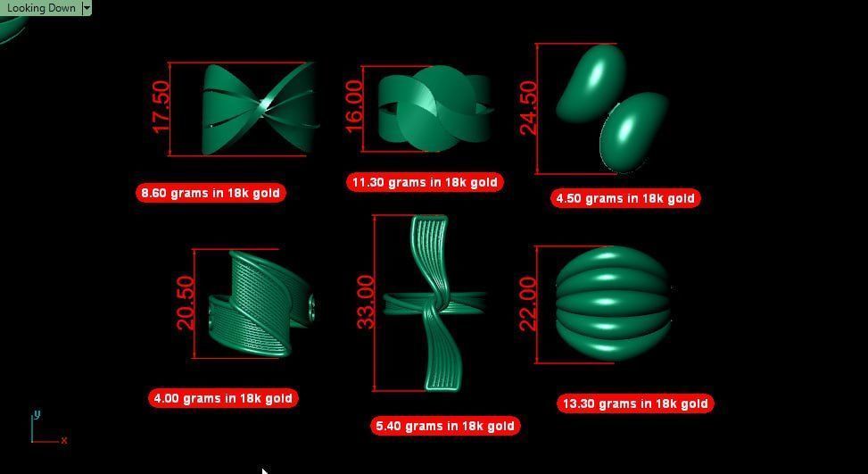 Six new fusion gold ring with polysurfaces 3D print model_6