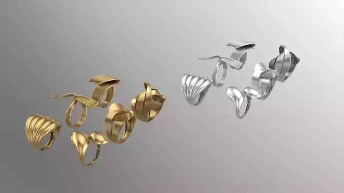 Six new fusion gold ring with polysurfaces