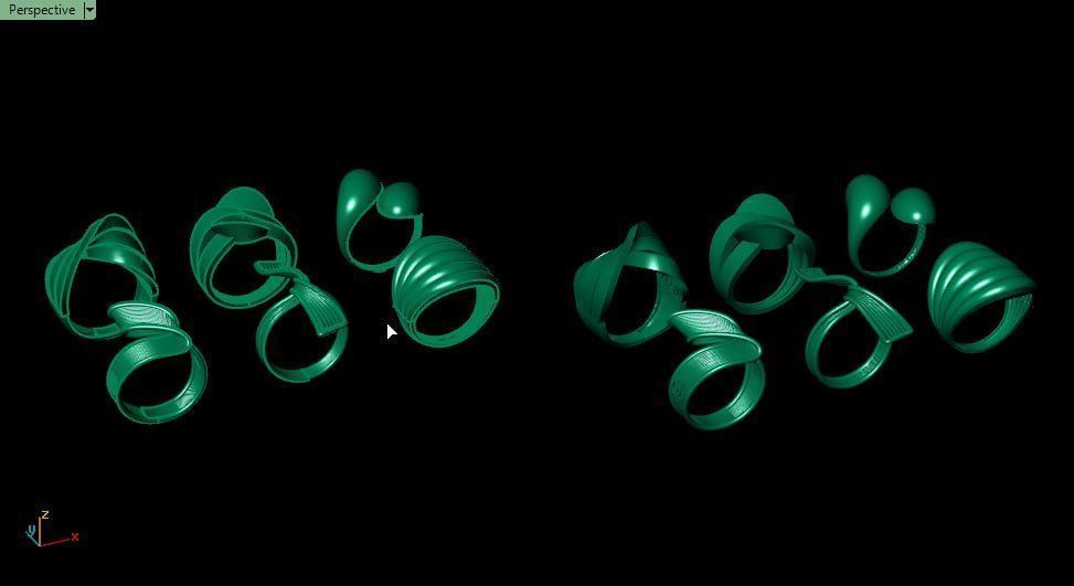 Six new fusion gold ring with polysurfaces 3D print model_4