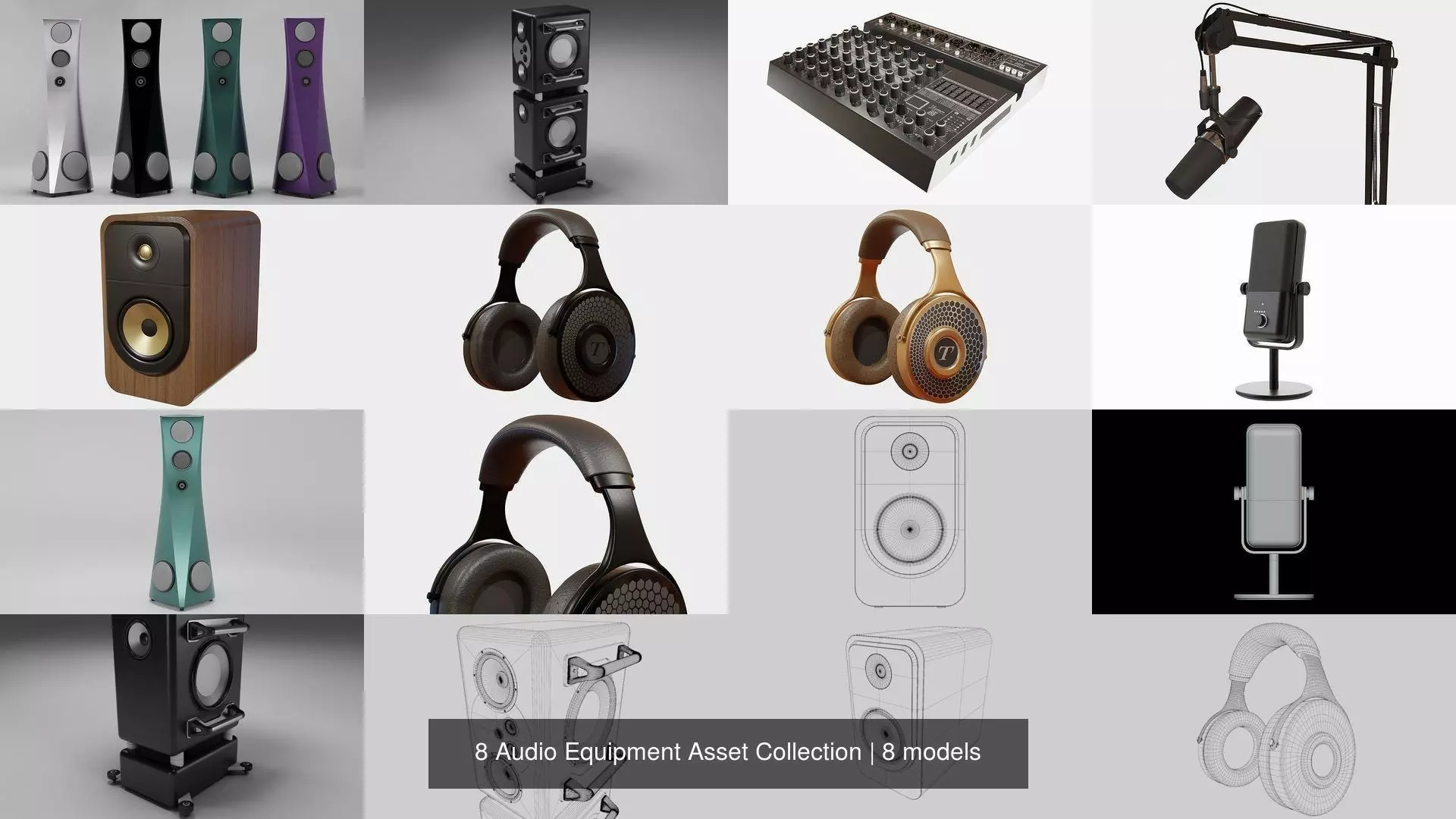 3D Model Pack 8 Audio Equipment Asset Collection VR / AR / low-poly ...