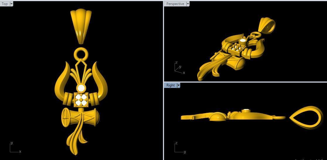 thrishul pendant 3dm file 3D print model_1
