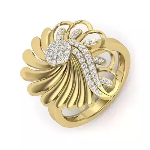 light weight  Yellow gold diamond  rings-PR-462-DIA