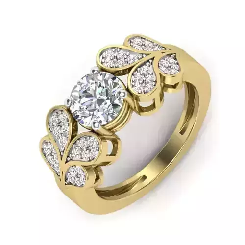 light weight  Yellow gold diamond rings-PR-464-DIA 3D print model