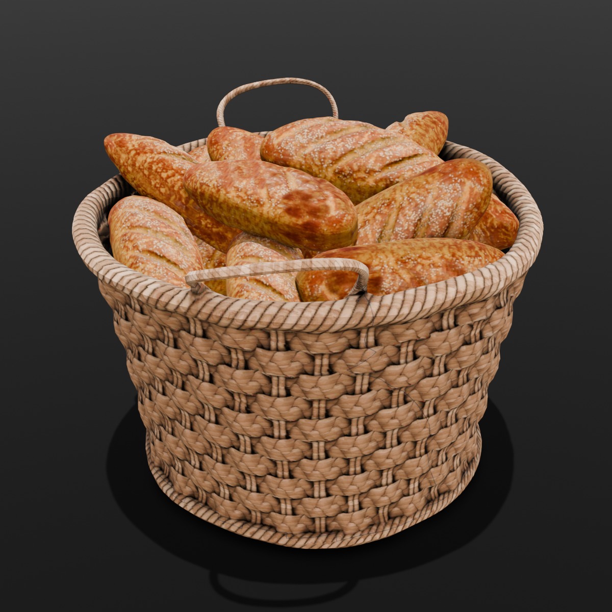 Breads and Basket 3D Model Low-poly 3D model_4