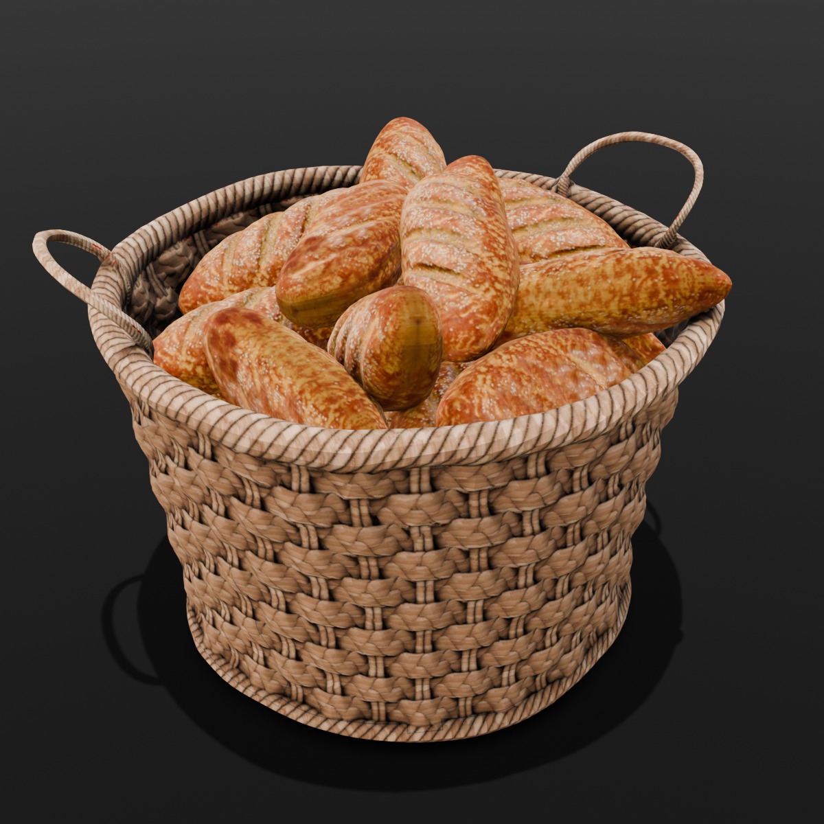 Breads and Basket 3D Model Low-poly 3D model_5