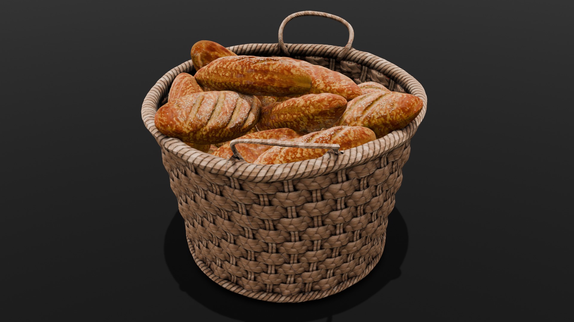 Breads and Basket 3D Model Low-poly 3D model_16