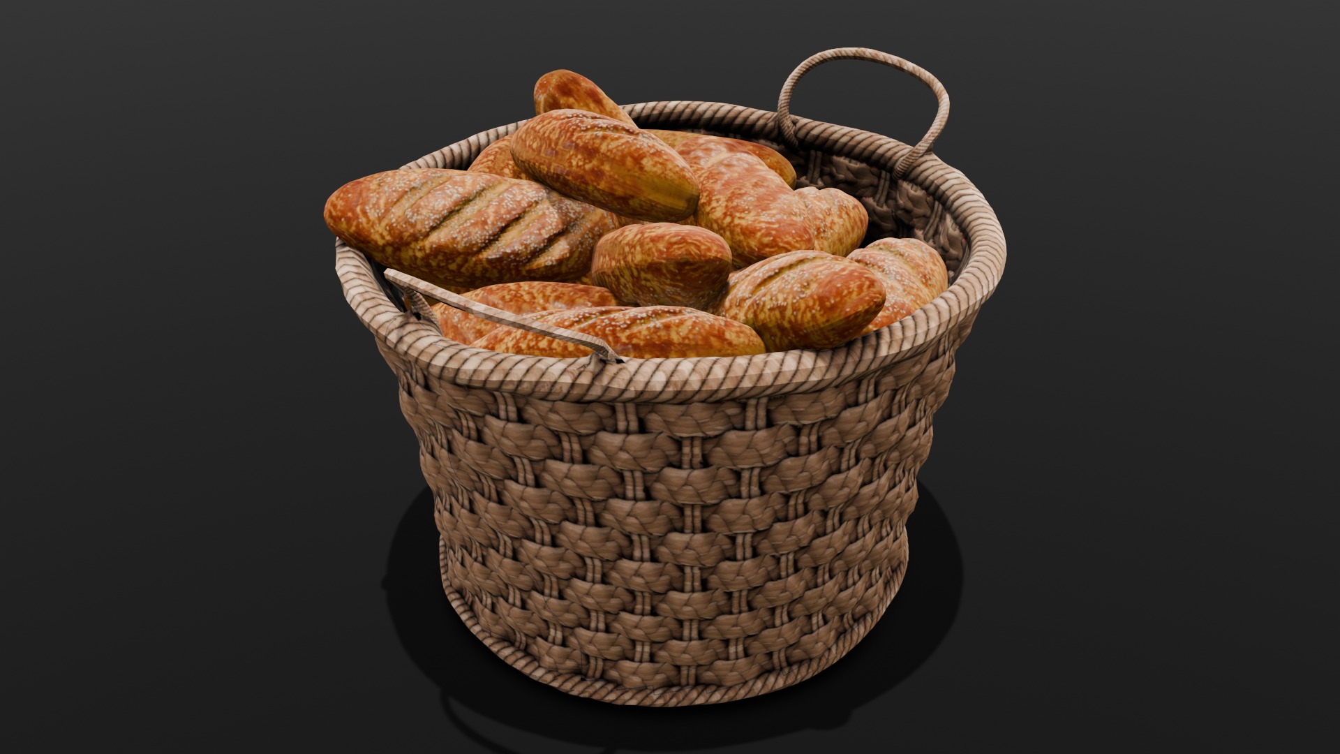 Breads and Basket 3D Model Low-poly 3D model_1