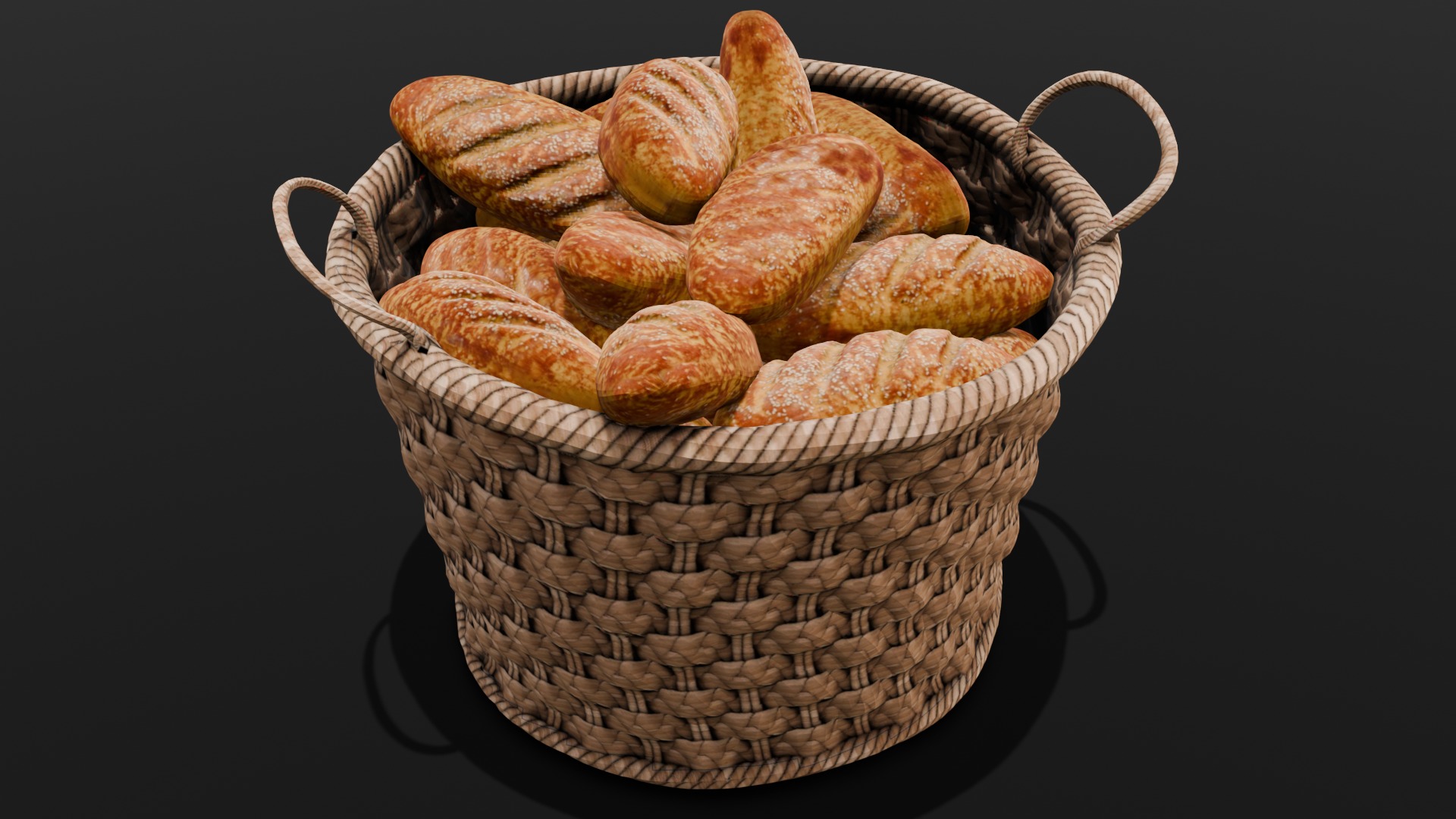 Breads and Basket 3D Model Low-poly 3D model_9
