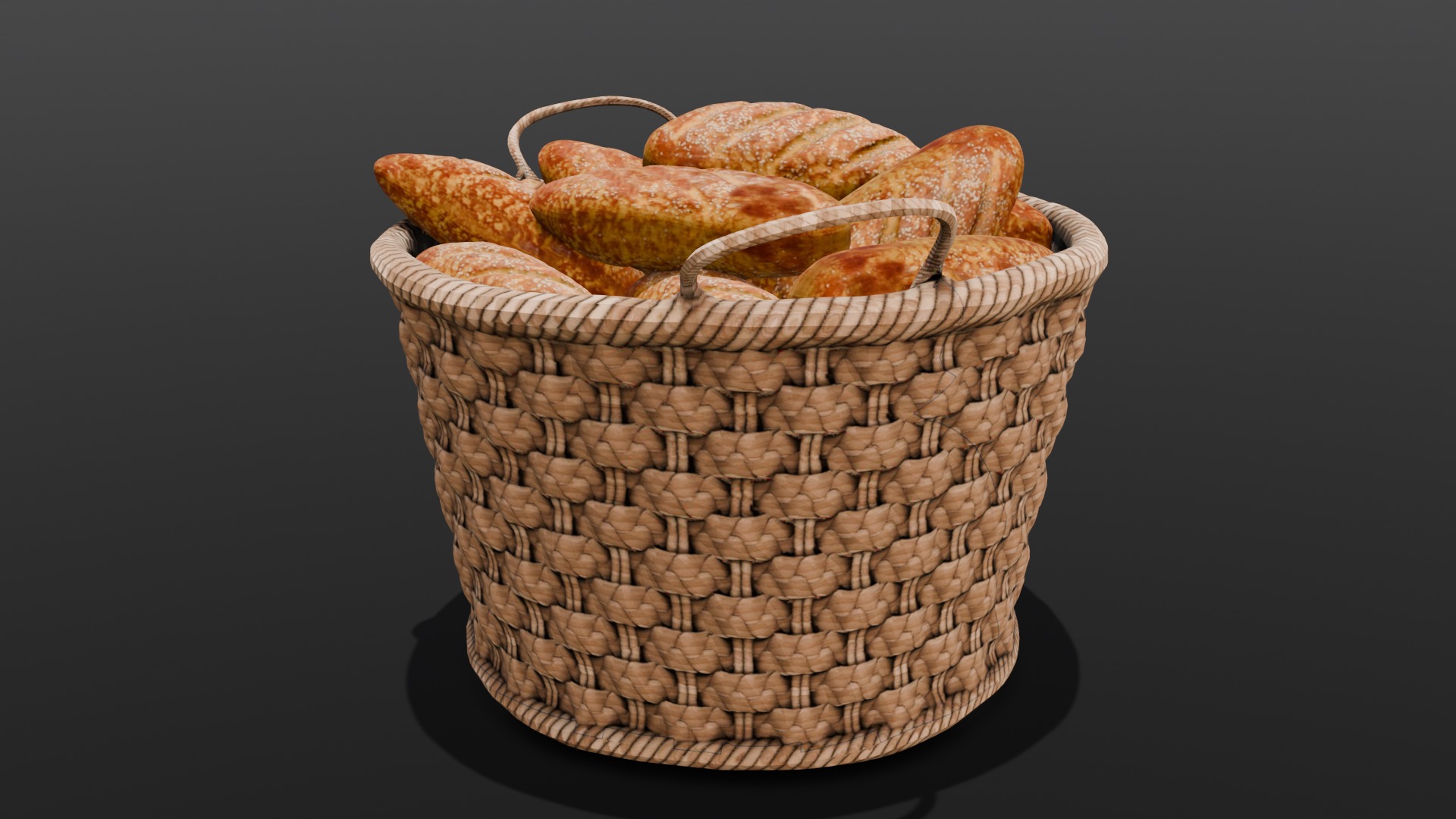 Breads and Basket 3D Model Low-poly 3D model_2