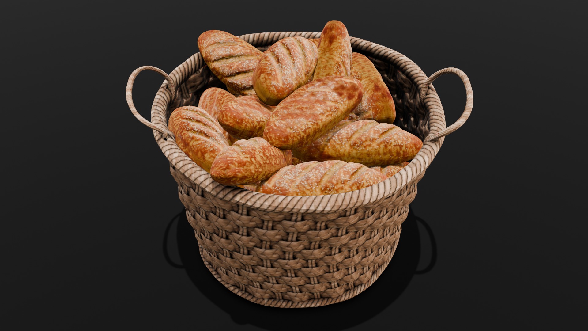 Breads and Basket 3D Model Low-poly 3D model_14