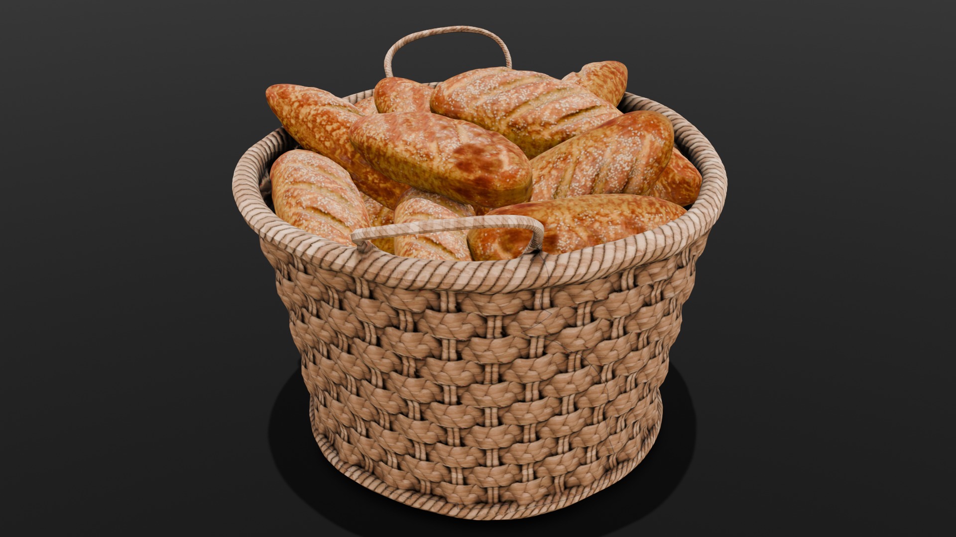 Breads and Basket 3D Model Low-poly 3D model_3