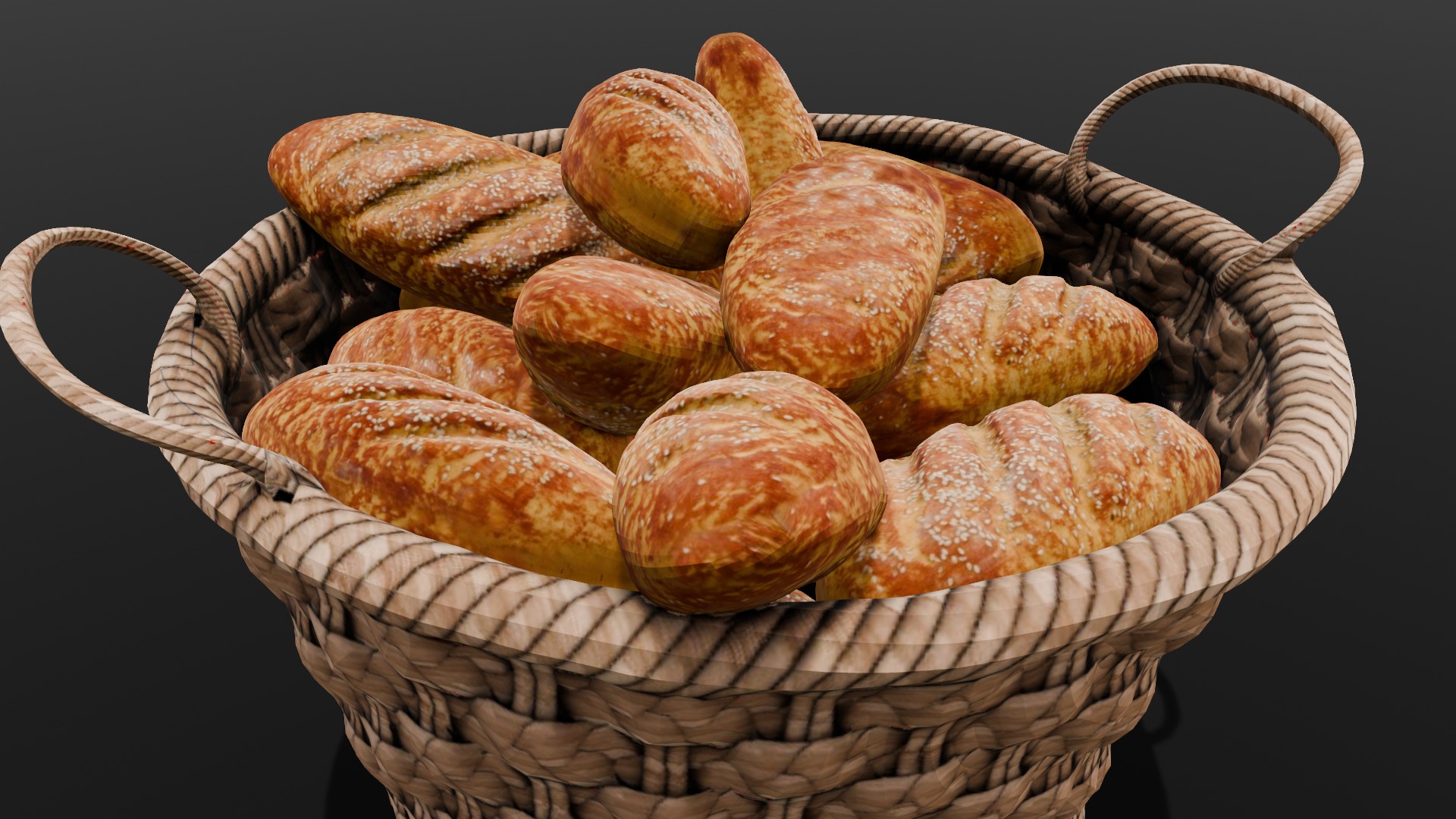 Breads and Basket 3D Model Low-poly 3D model_10