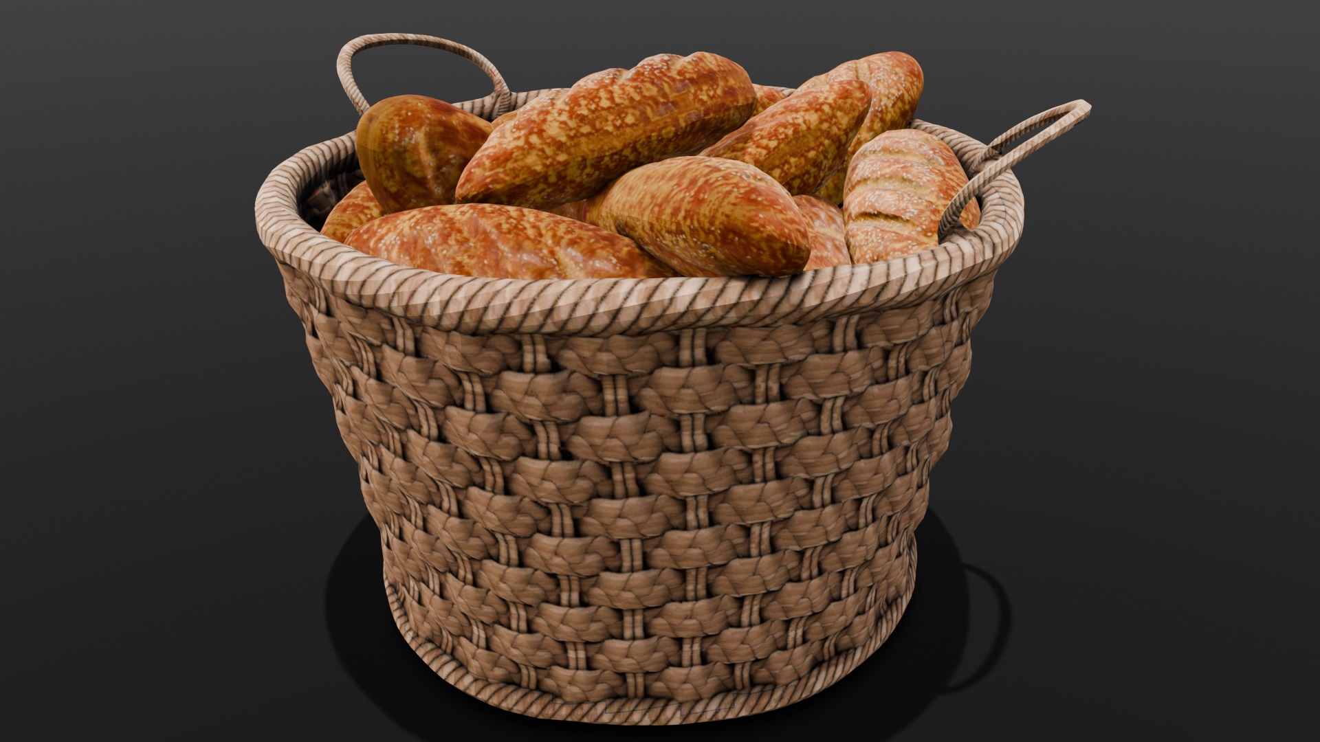 Breads and Basket 3D Model Low-poly 3D model_12