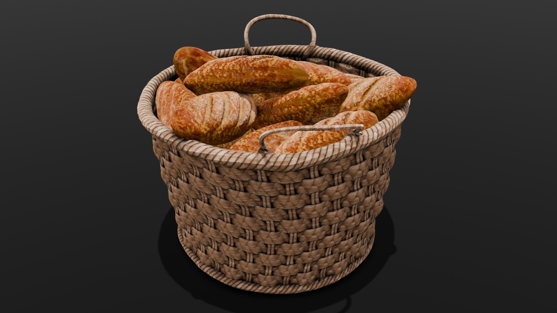 Breads and Basket 3D Model Low-poly 3D model_13