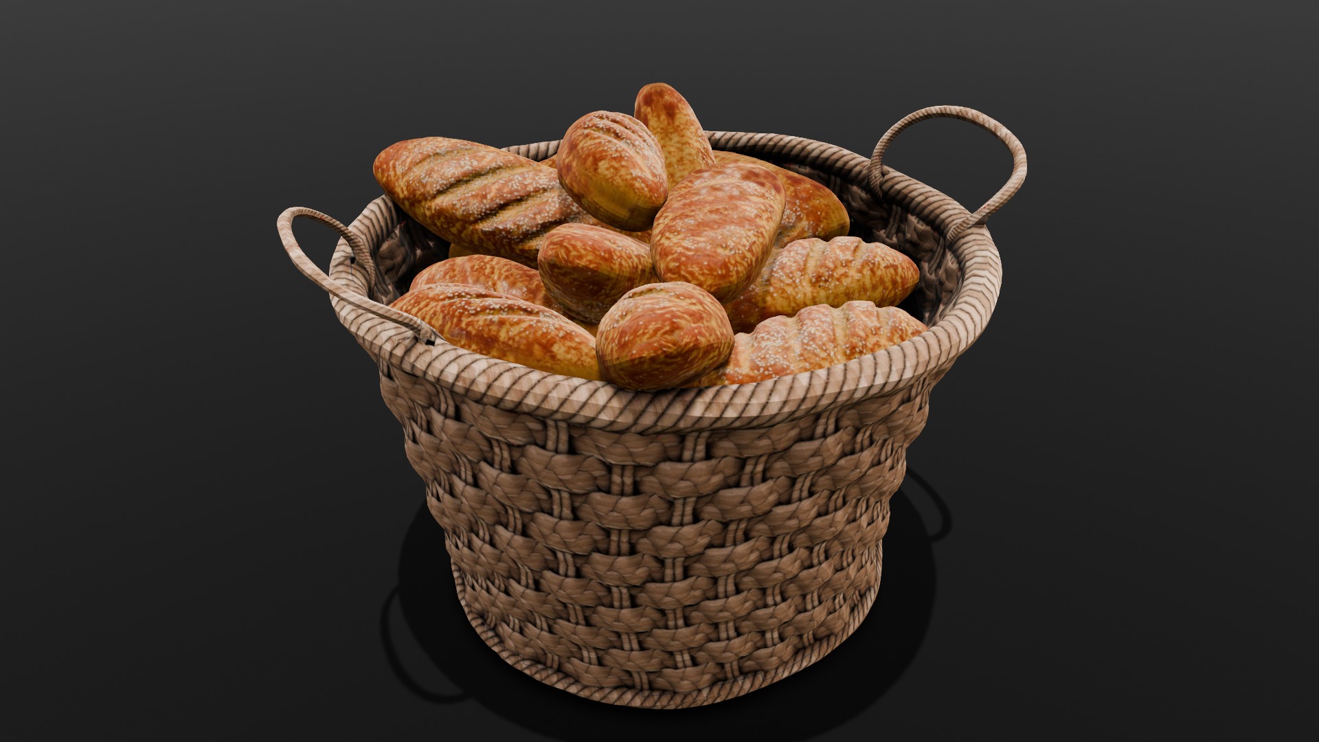 Breads and Basket 3D Model Low-poly 3D model_11