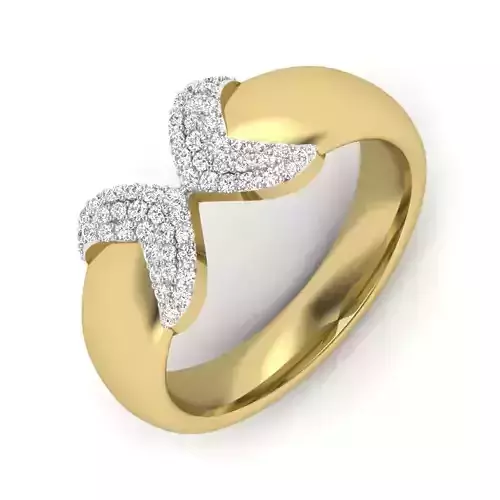 light weight  Yellow gold diamond rings-PR-470-DIA