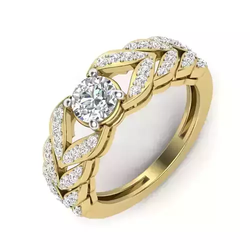 light weight  Yellow gold diamond rings-PR-472-DIA 3D print model