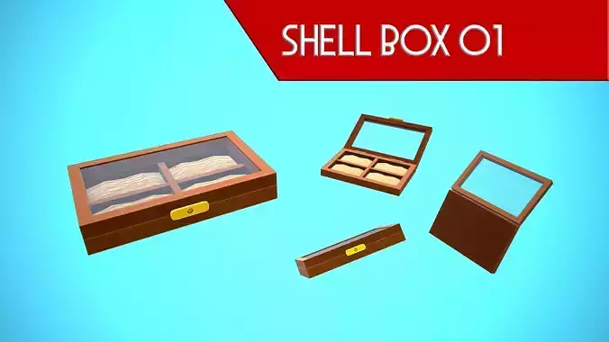 SHELL BOX 01 CARTOON STYLIZED Low-poly 3D model