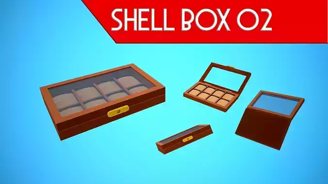 SHELL BOX 02 CARTOON STYLIZED Low-poly 3D model