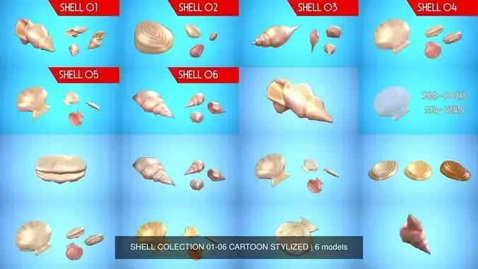 SHELL COLECTION 01-06 CARTOON STYLIZED