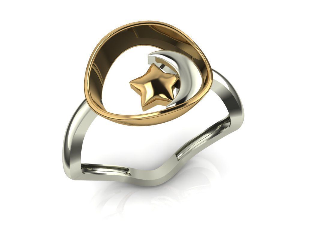 Moon ring 3D print model_4
