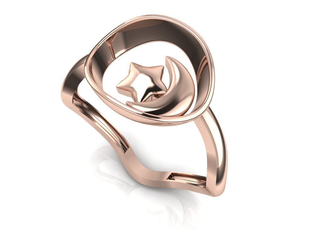 Moon ring 3D print model_3