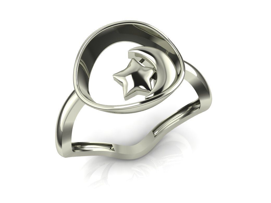 Moon ring 3D print model_2