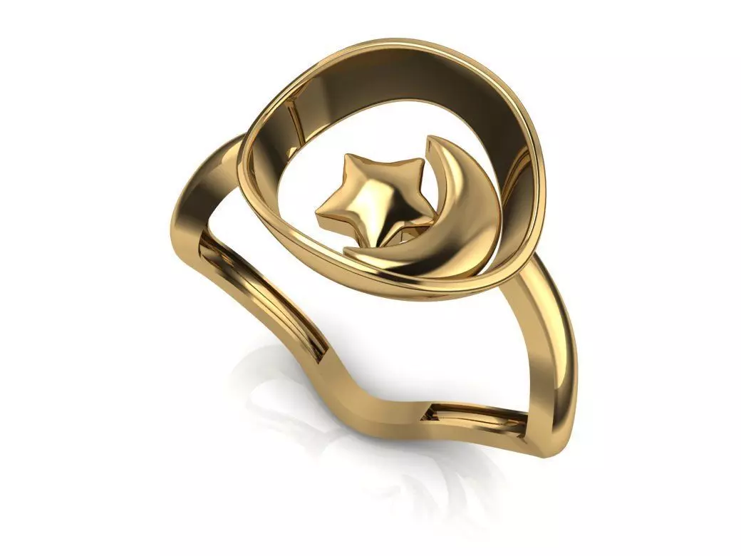 Moon ring 3D print model_0