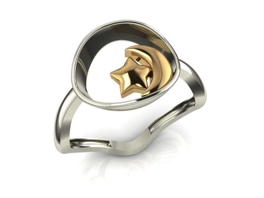 Moon ring 3D print model_1