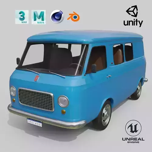 Realistic Vintage Transport Van High-Detail Game-Ready Asset Low-poly 3D model