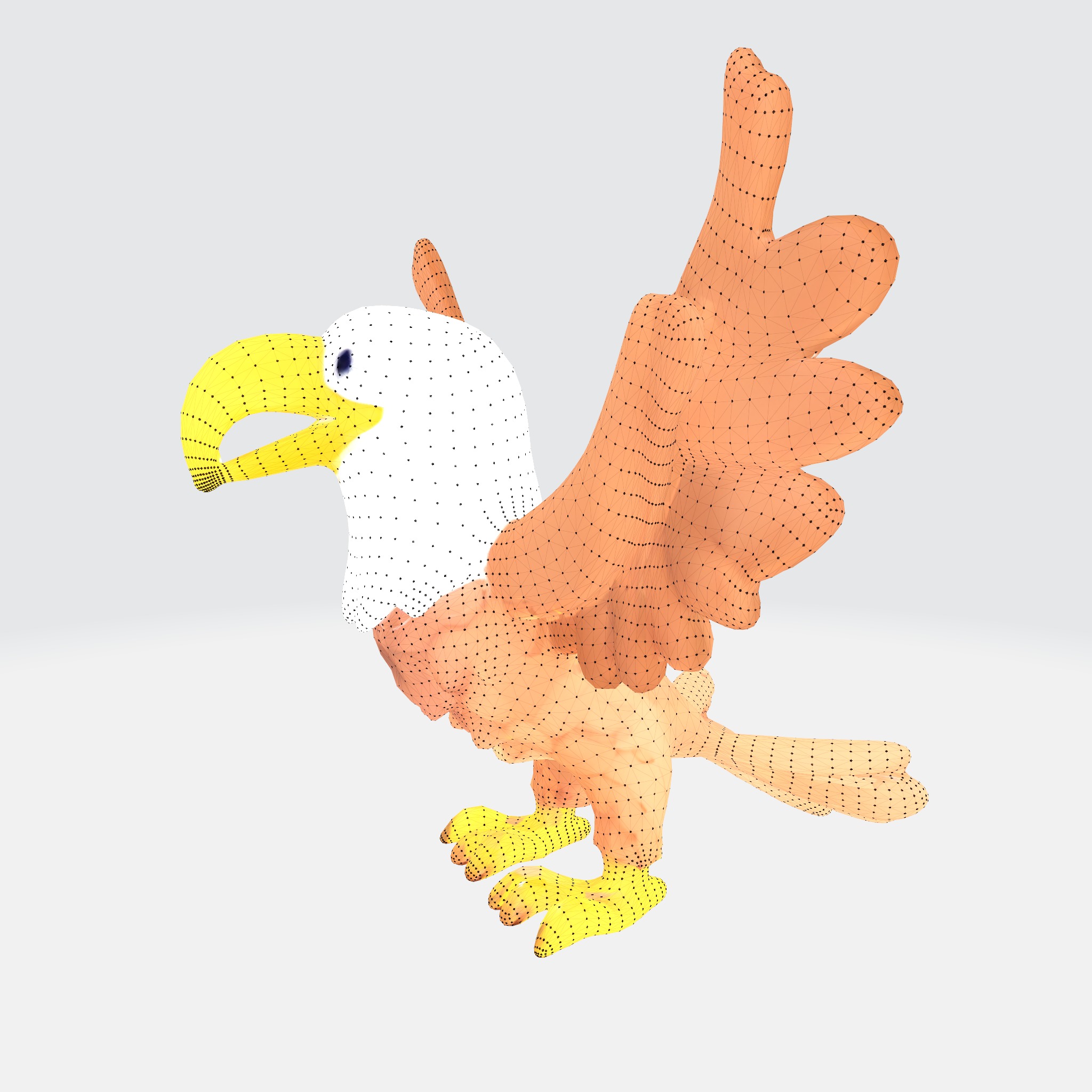 bald eagle spreading wings 3D model_5