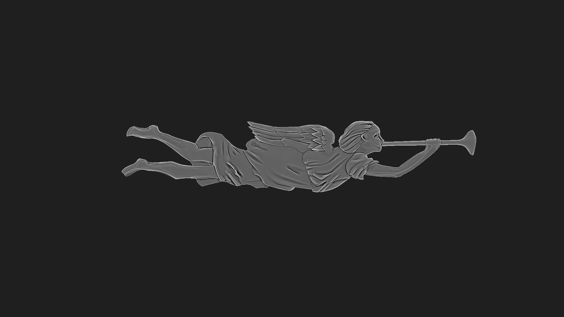  angel with trumpet 3D print model_1